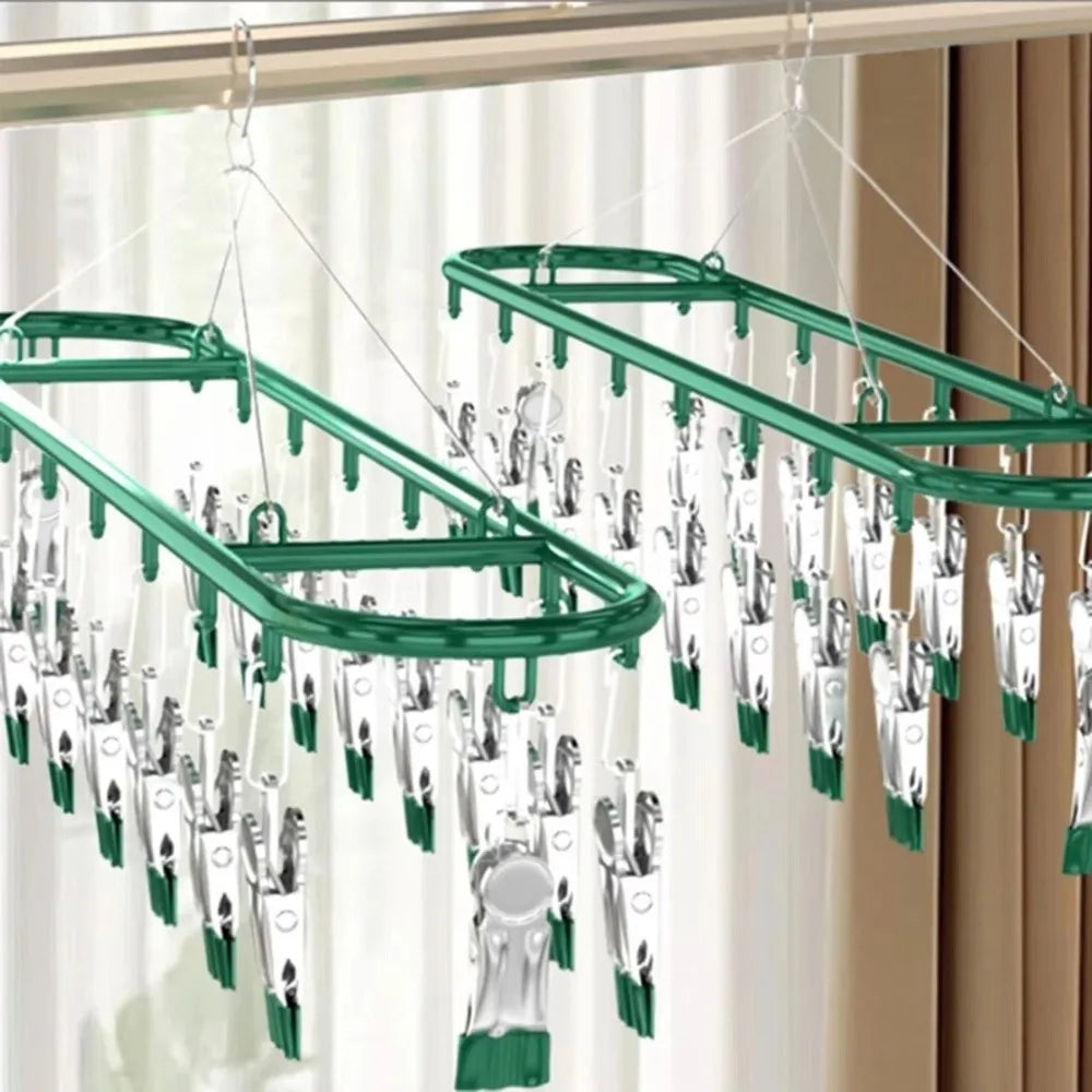 20-Clip Stainless Steel Clothes Drying Rack – Windproof