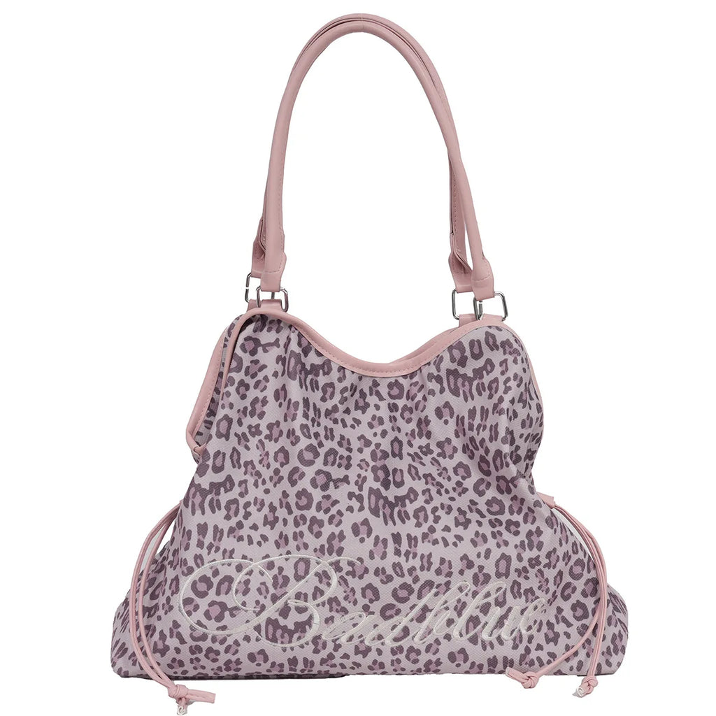Women's Leopard Print Large Canvas Tote Bag | Drawstring Commuter