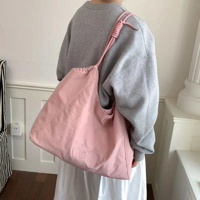 Korean Canvas Tote Bag – Large Women's Commuter Shoulder Bag