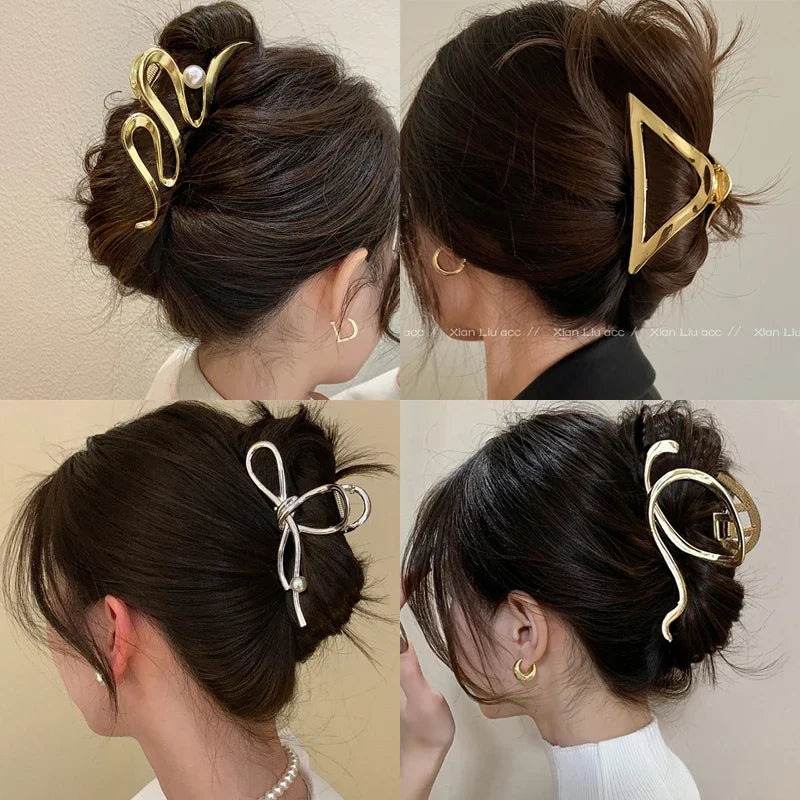 Metal Geometric Hair Claw Clips – Korean Style Barrettes Women