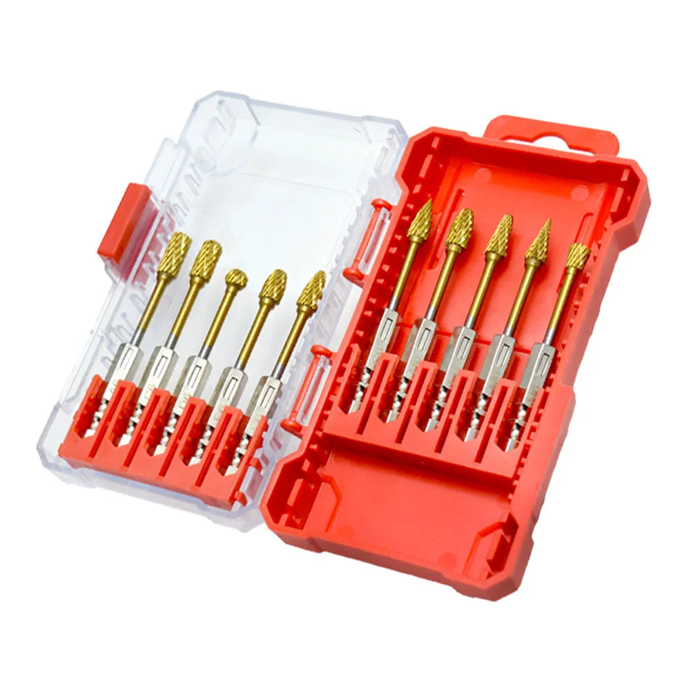 10-Piece 1/4" Carbide Burr Set – Metal & Wood Rotary File Kit