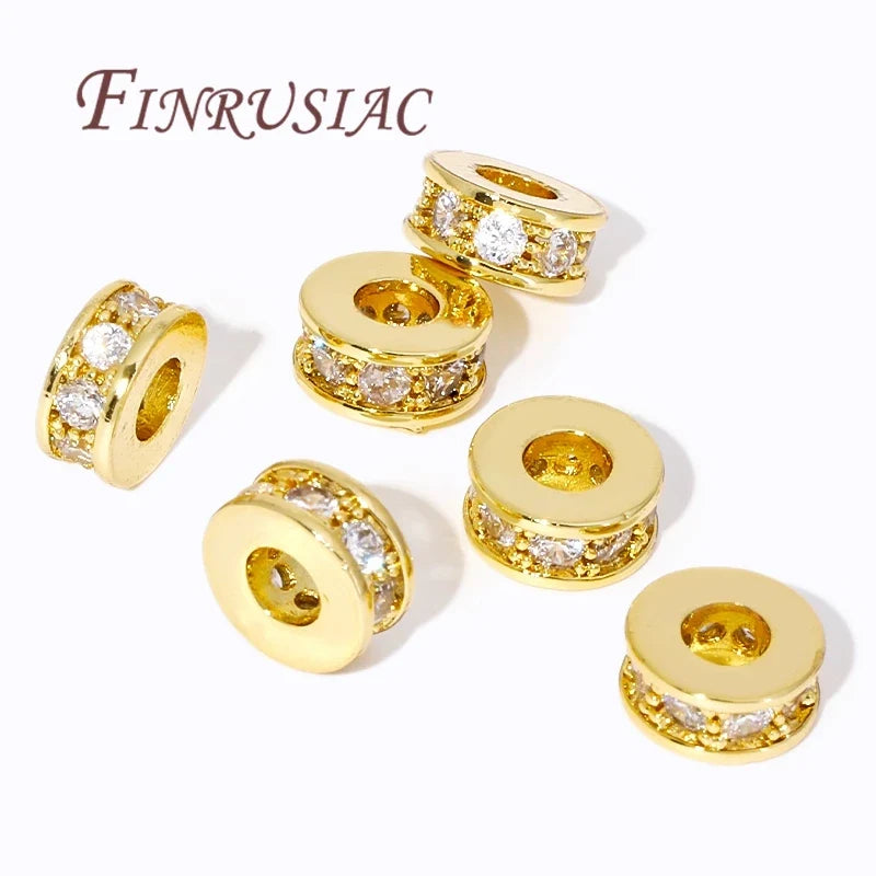 18K Gold Plated Zircon Round Spacer Beads | DIY Jewelry Making