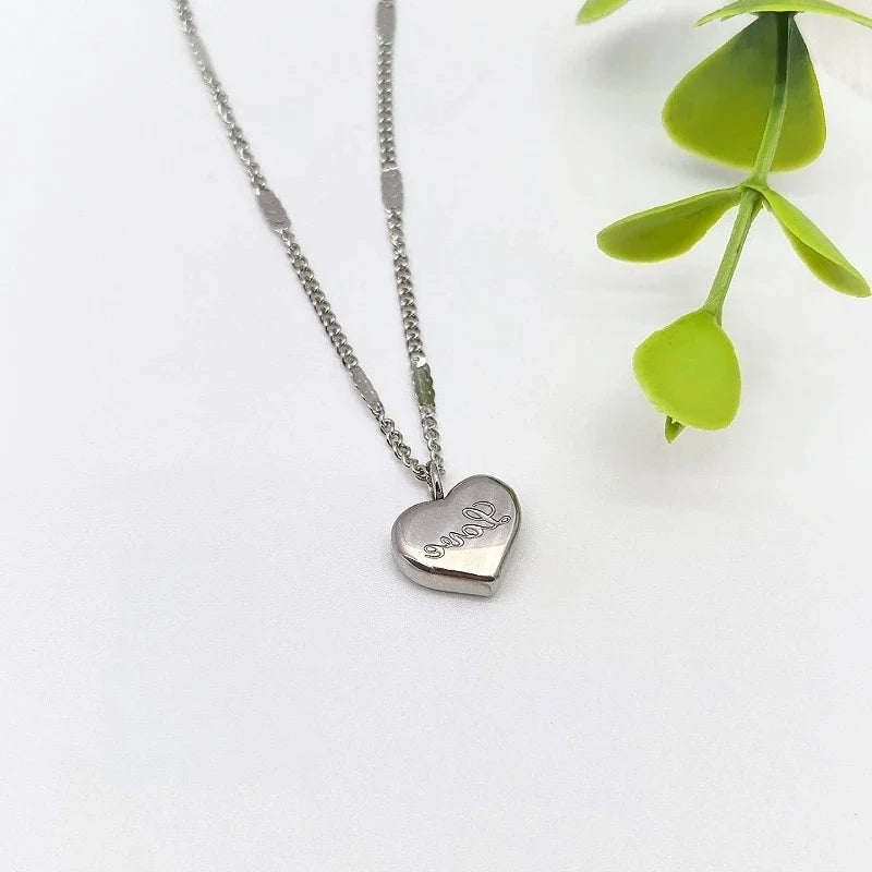 Heart Pendant Stainless Steel Choker Necklace for Women