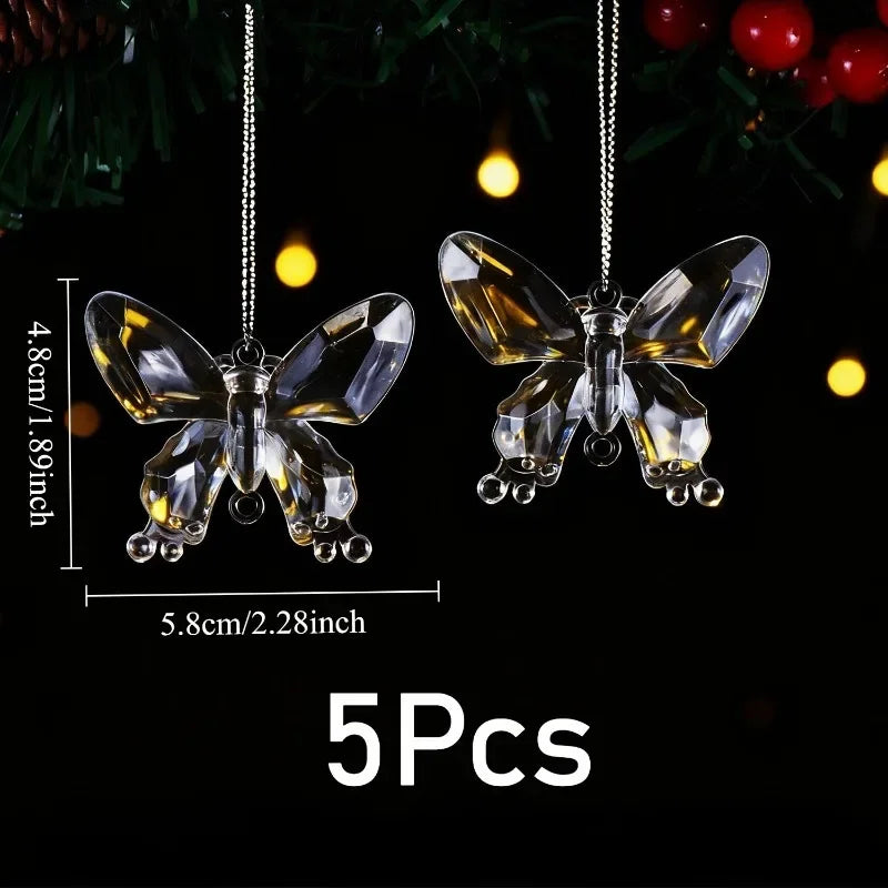 5PCS Transparent Plastic Christmas Snowflake Ornaments | Indoor & Outdoor