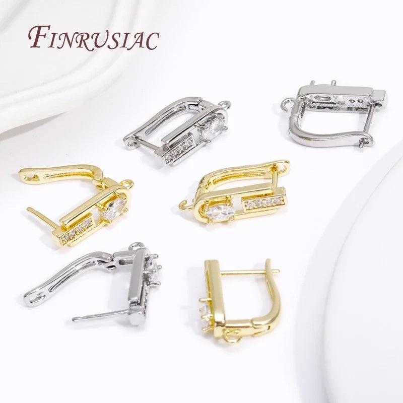 18K Gold Plated Zircon Earring Hook Clasps | DIY Jewelry Findings