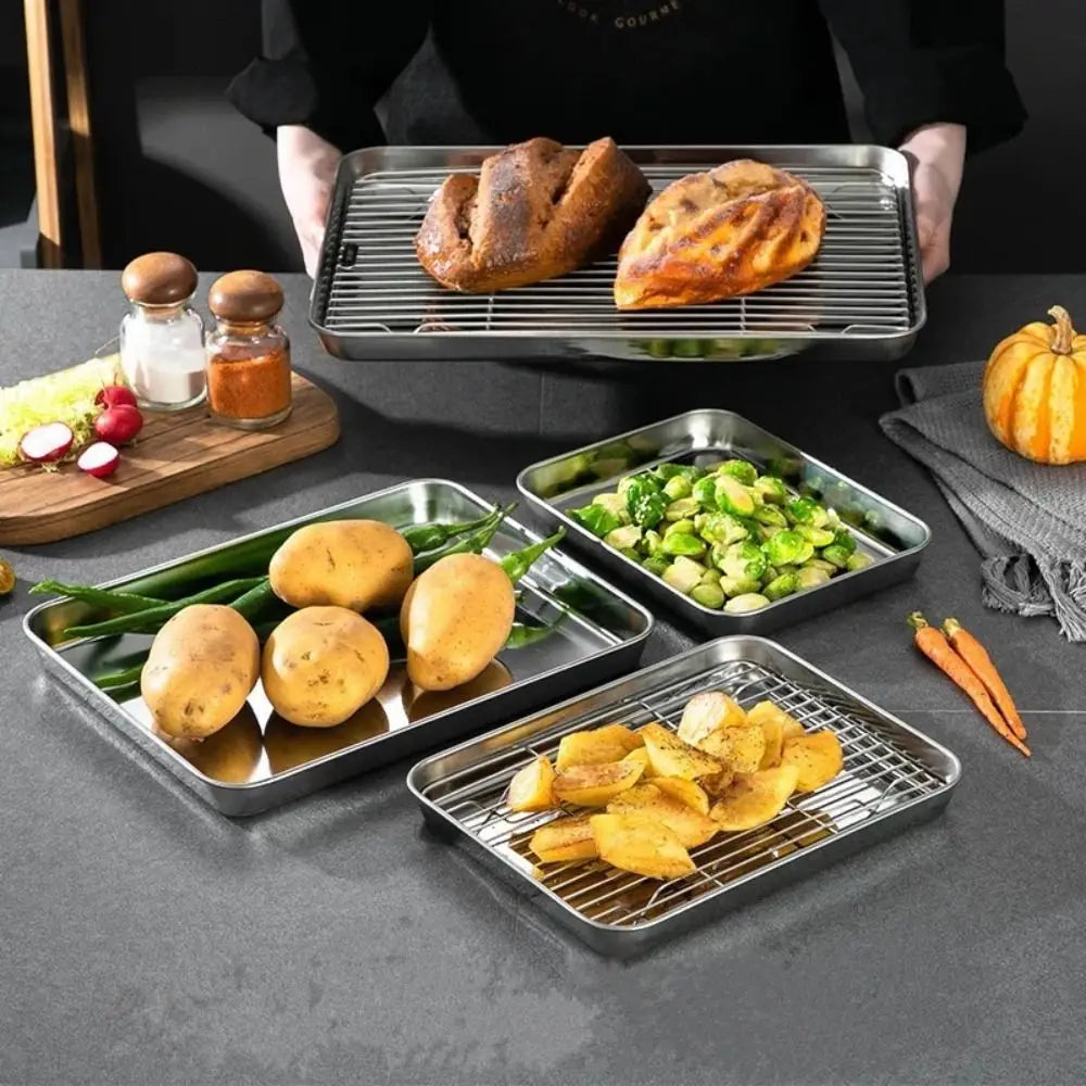 Stainless Steel Baking Pan with Removable Cooling Rack