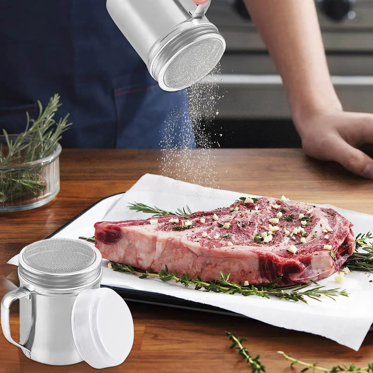 Stainless Steel Powdered Sugar & Spice Shaker with Handle
