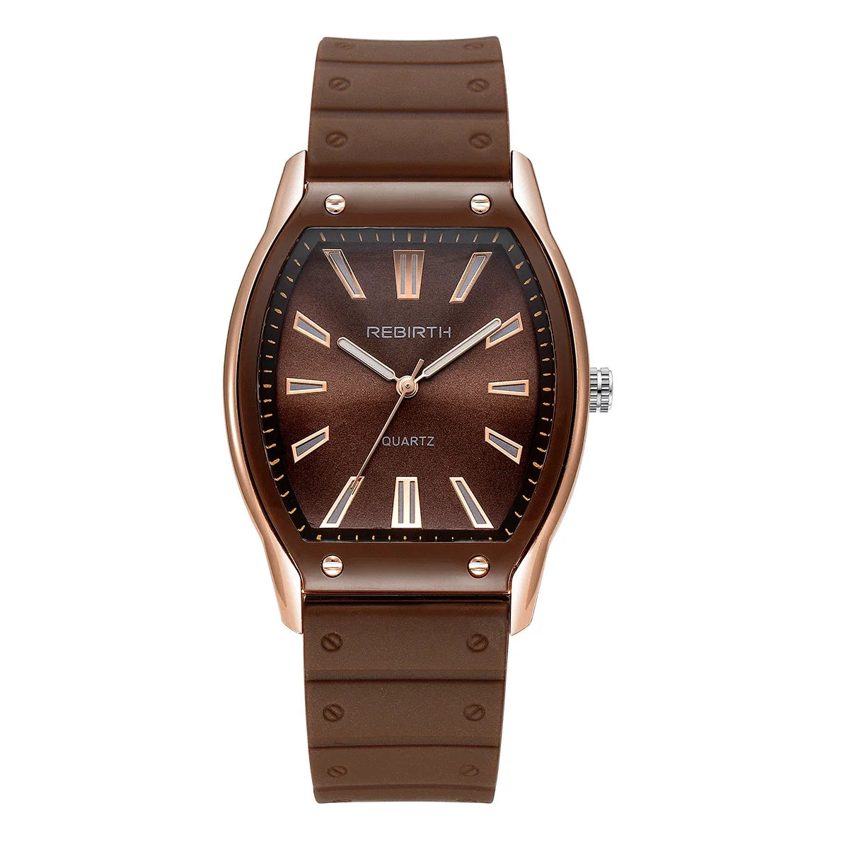 REBIRTH Unisex Casual Quartz Watch – Silicone Strap Tonneau Dial