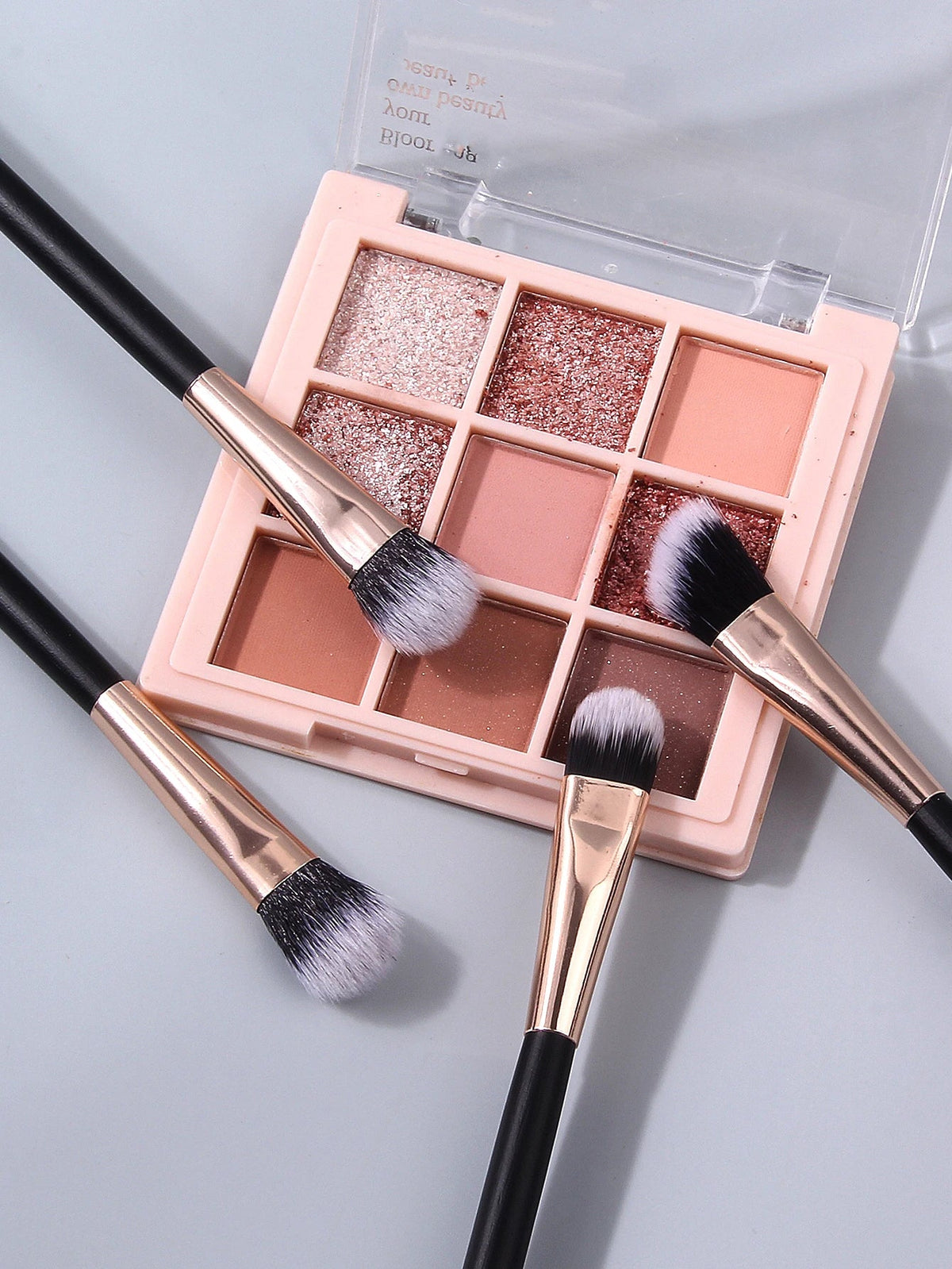 4-Piece Eyeshadow Brush Set | Black Gold Wood Handle Makeup