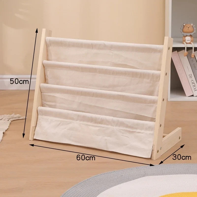 Solid Wood Floor-to-Ceiling Bookshelf – Kids Multi-Layer Rack