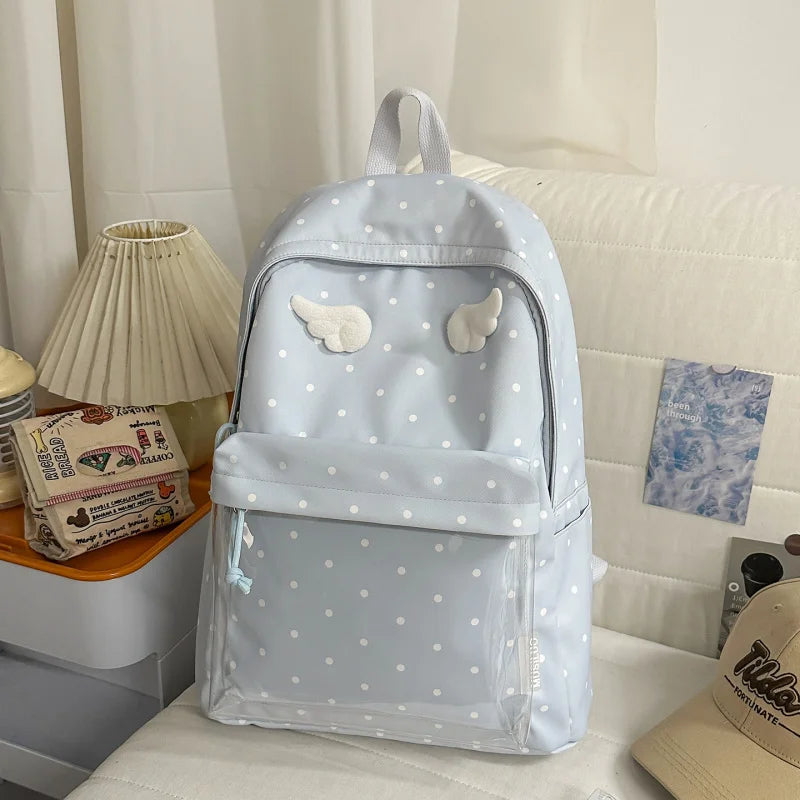 Polka Dot Transparent Large Capacity Student Backpack