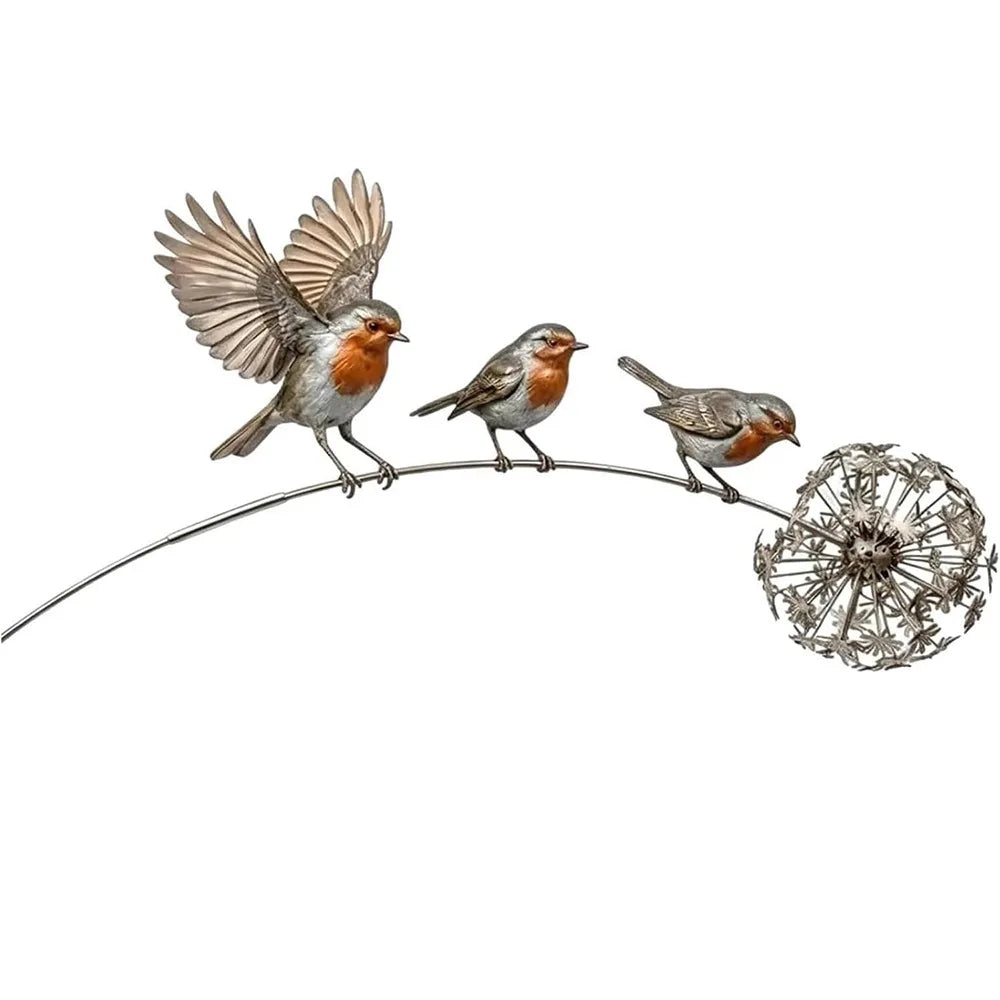 Metal Robin Garden Stakes – Weather-Resistant Bird Yard Decor