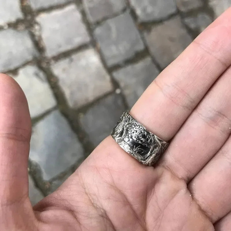 Vintage Silver Plated Wolf Head Ring – Punk Style Sizes 6–10