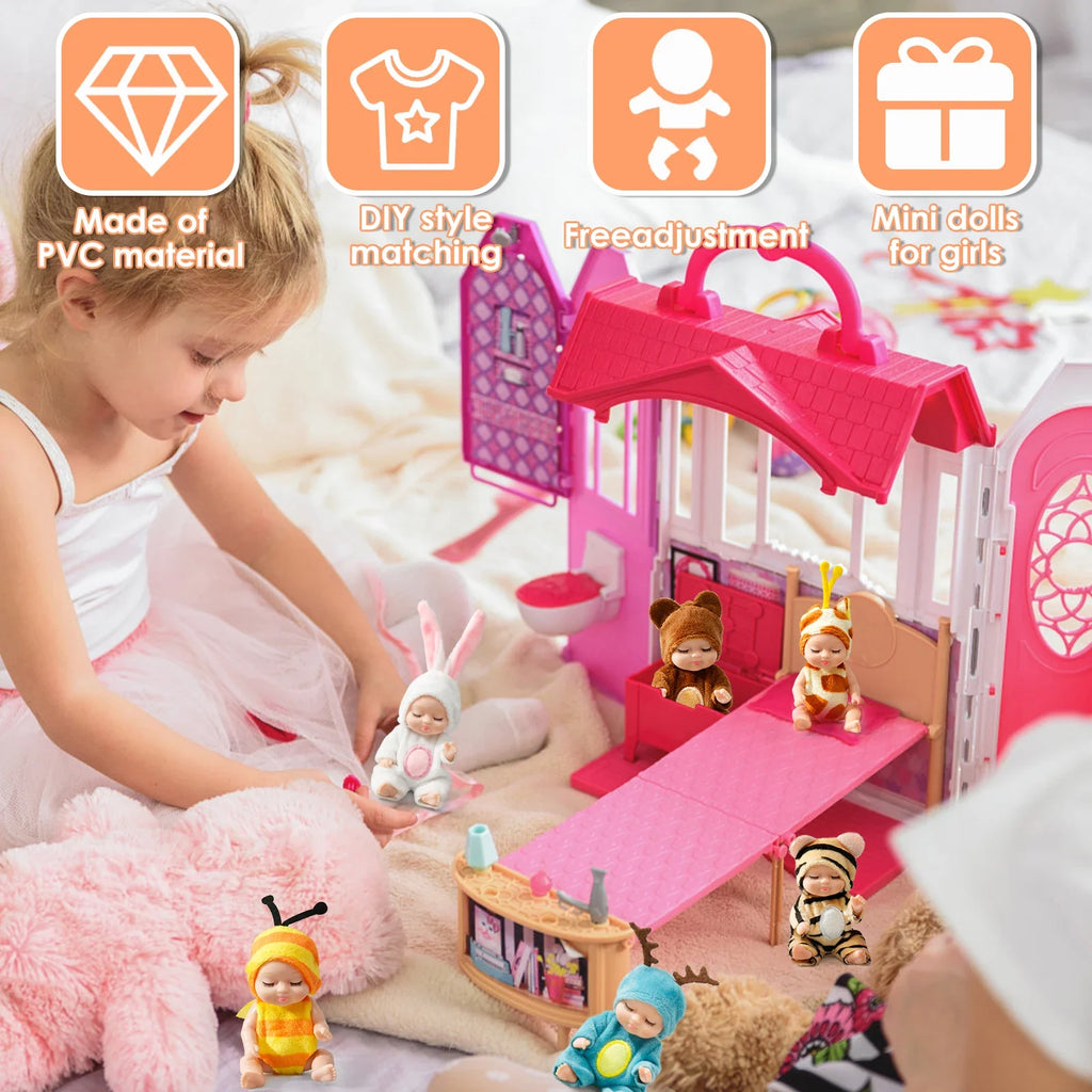 Mini Reborn Baby Dolls Set 6–12 Pcs with Clothes | Kids Gift