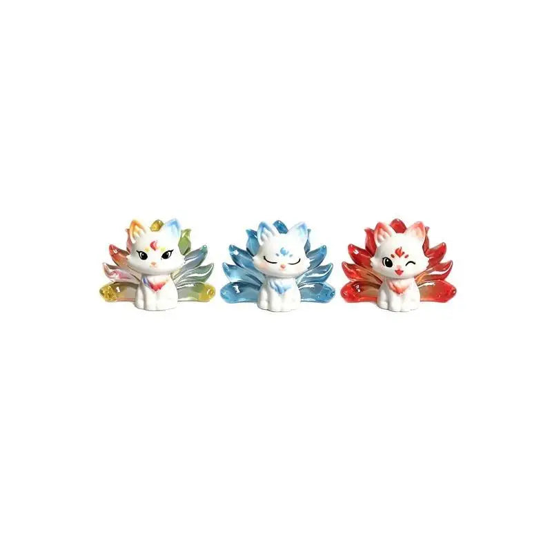 Mini Nine-Tailed Fox Resin Figurine – DIY Charm & Décor