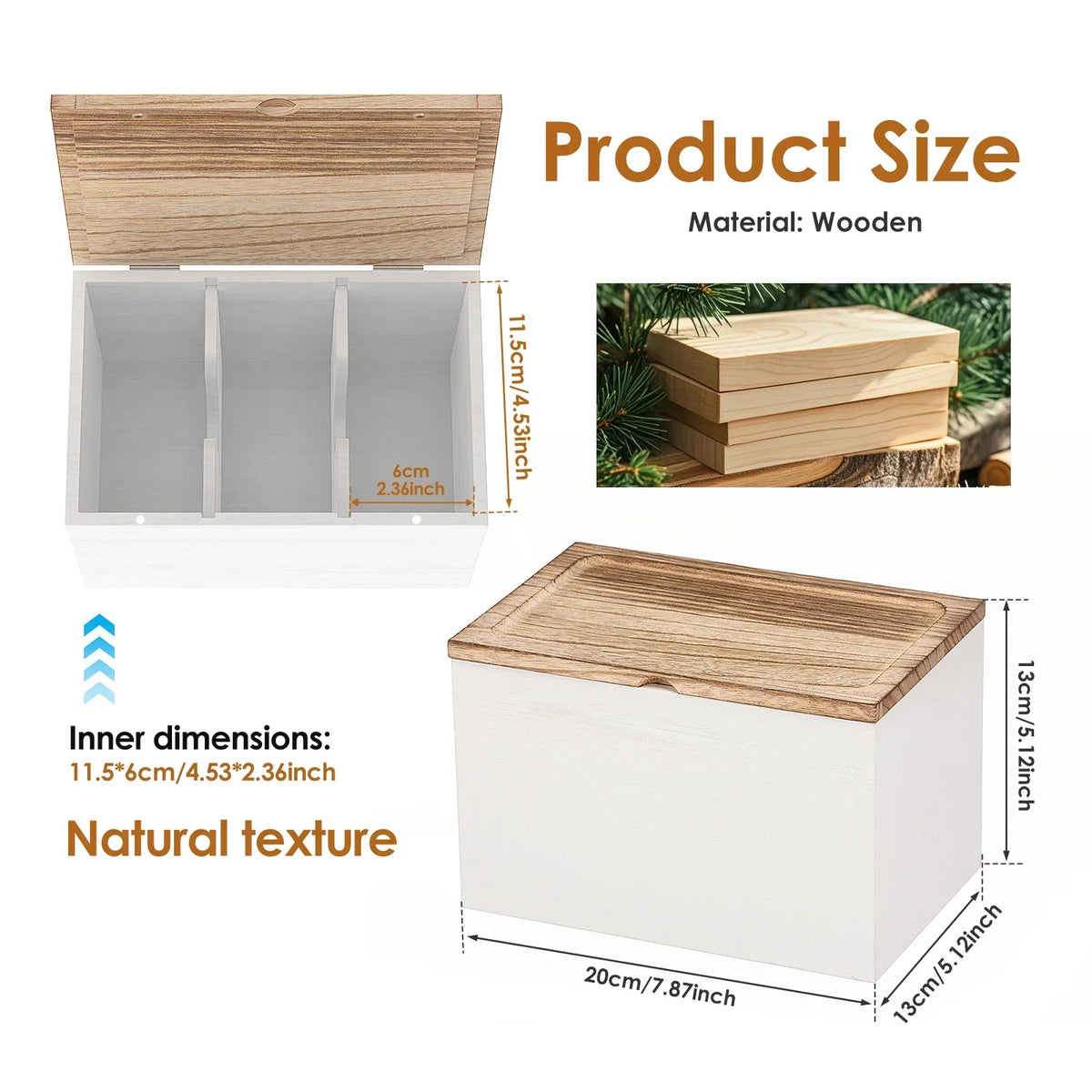 Wood Tampon Holder & Sanitary Napkin Storage Box with Lid