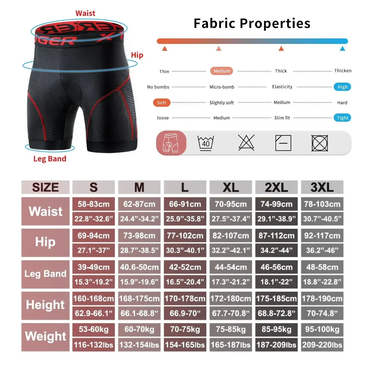 X-TIGER Men's Gel Padded MTB Cycling Shorts | Quick-Dry UV