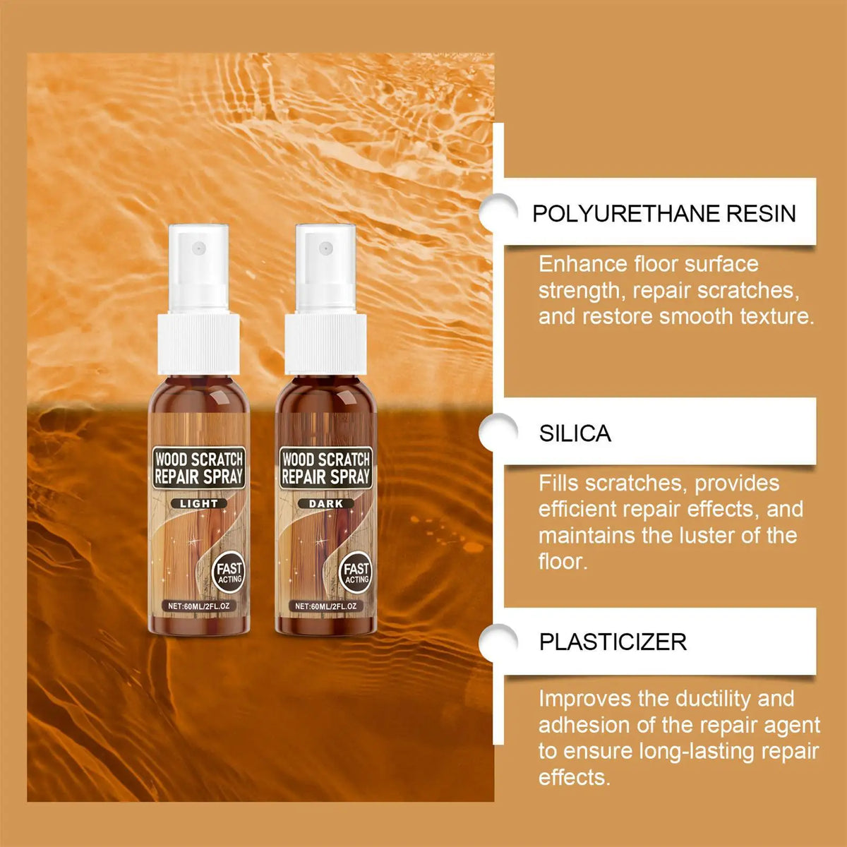 Wood Scratch Repair Spray 2pc – Furniture & Floor Restorer