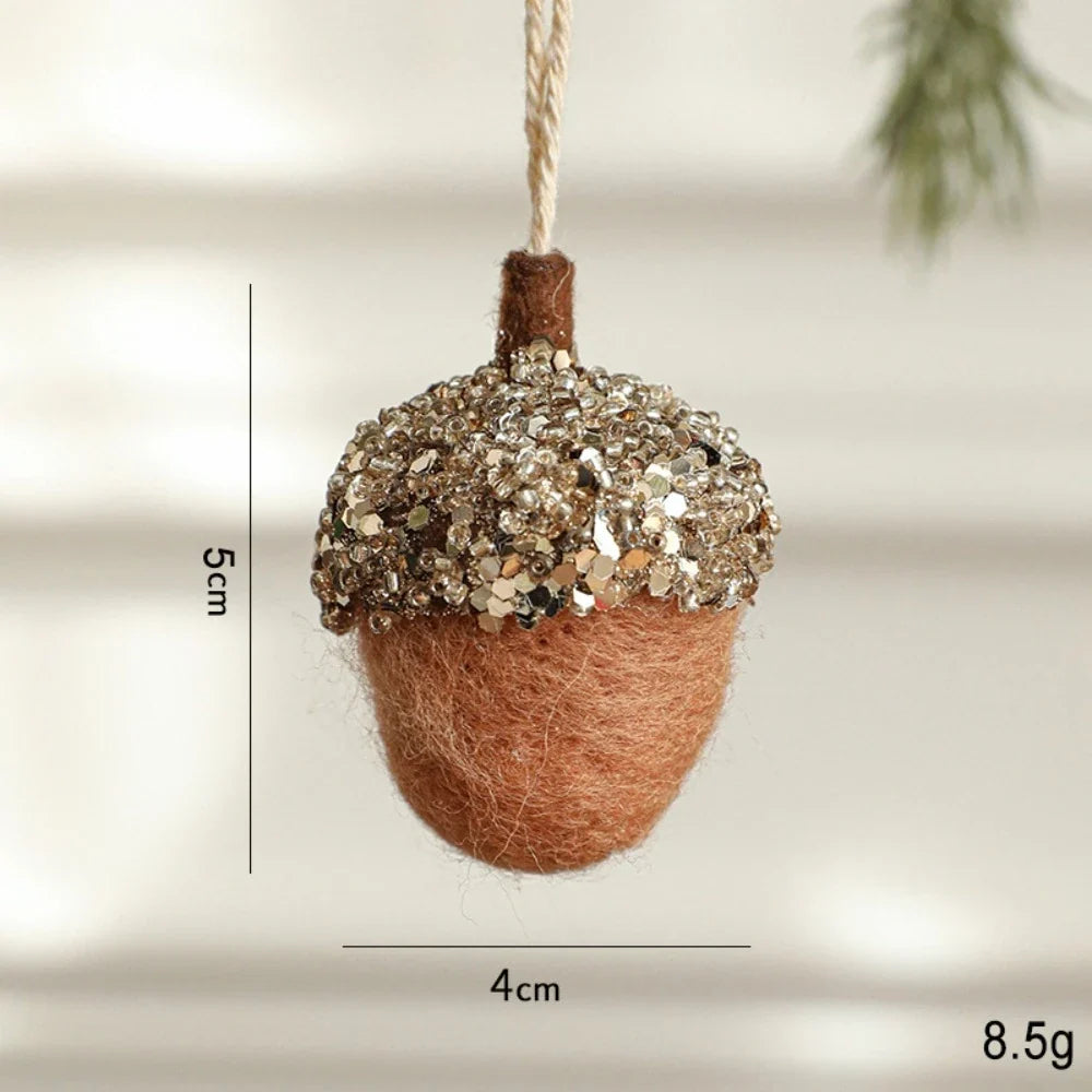 Wool Felt Acorn & Pine Christmas Tree Hanging Ornaments