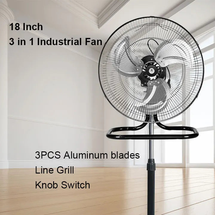 Modern 3-Blade Oscillating Metal Fan – Adjustable Height