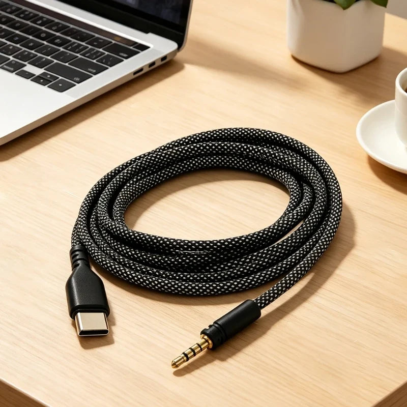 USB-C to 3.5mm Braided Cable 150cm | Decoding Chip Headphones