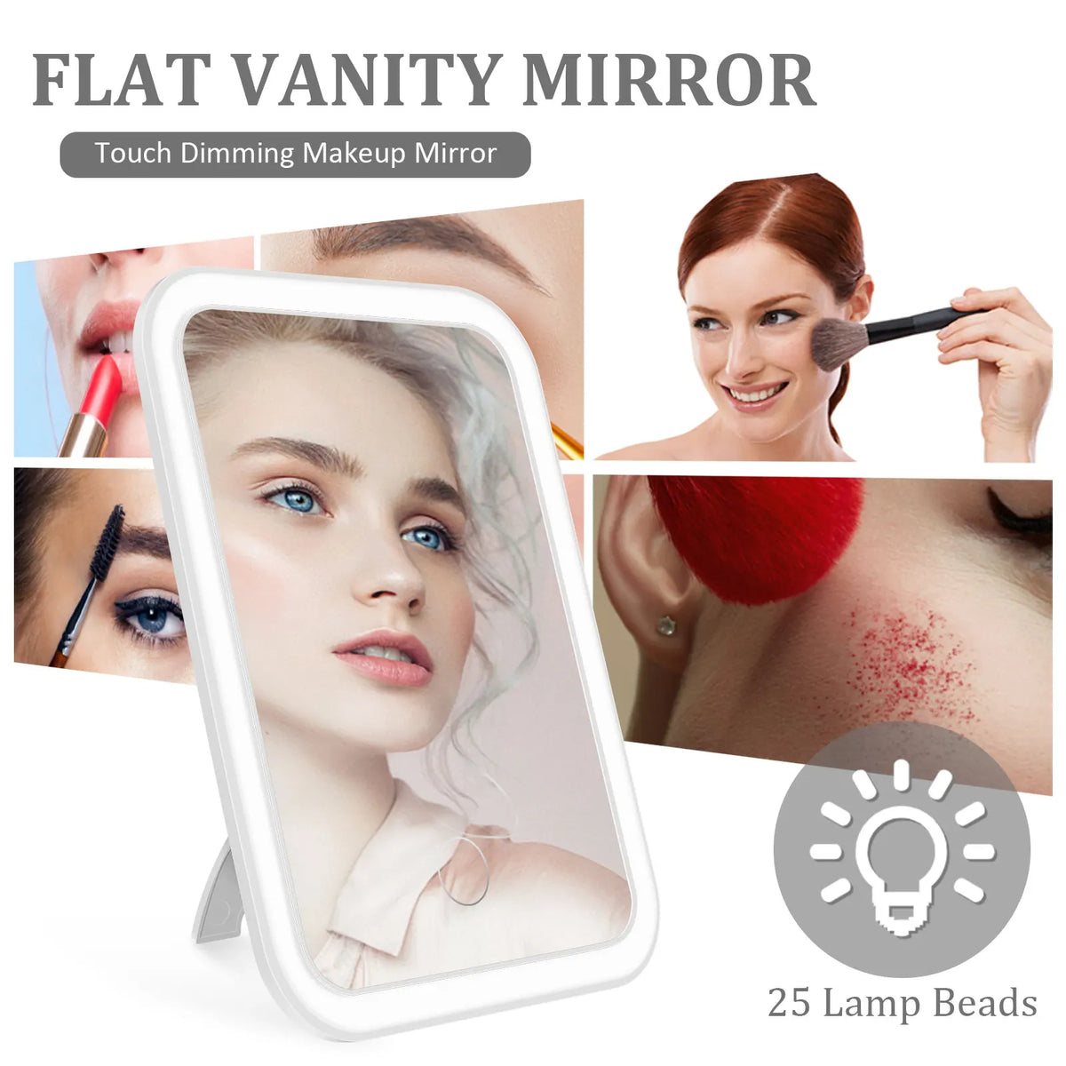 LED Dimmable Makeup Mirror 3 Color Modes USB Rechargeable