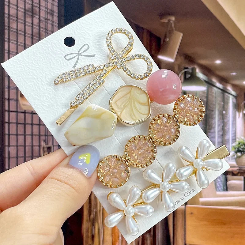Pearl Hair Clip – Rhinestone Flower Barrette for Women & Girls