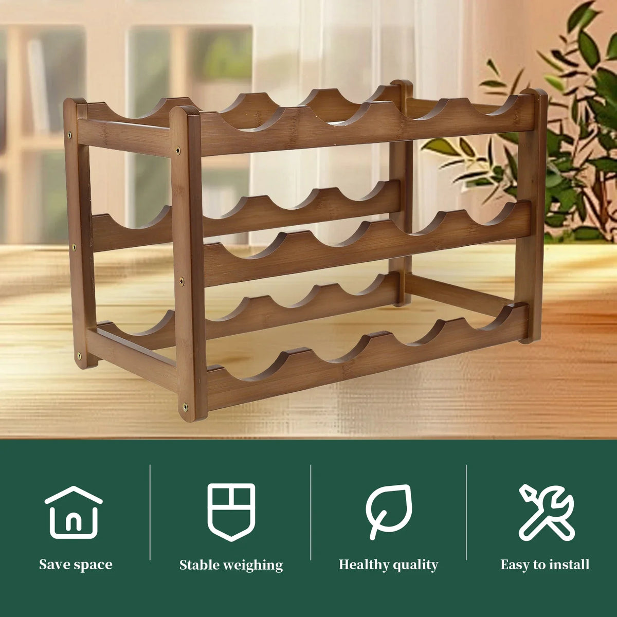 Wooden Wine Rack 2 or 3 Tier Countertop Bottle Holder