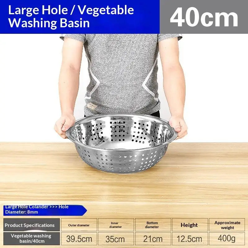 Stainless Steel Colander Rice Sieve Strainer Drain Basin