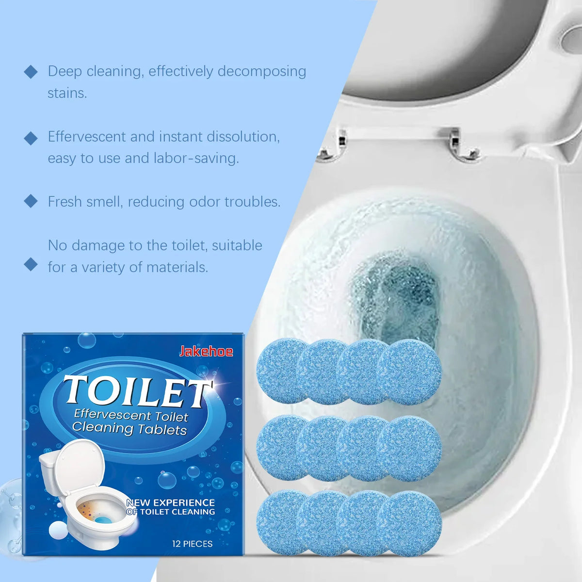 Toilet Cleaning Effervescent Tablets – Deodorize & Remove Stains
