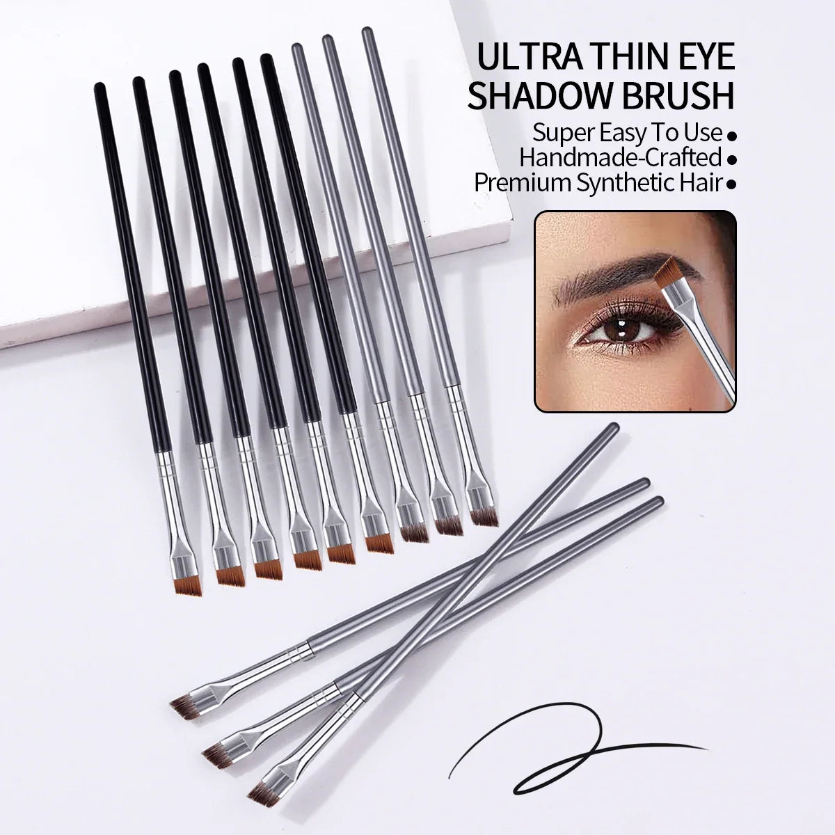 12PCS Ultra-Fine Eyeliner & Eyebrow Brush Set for Precision