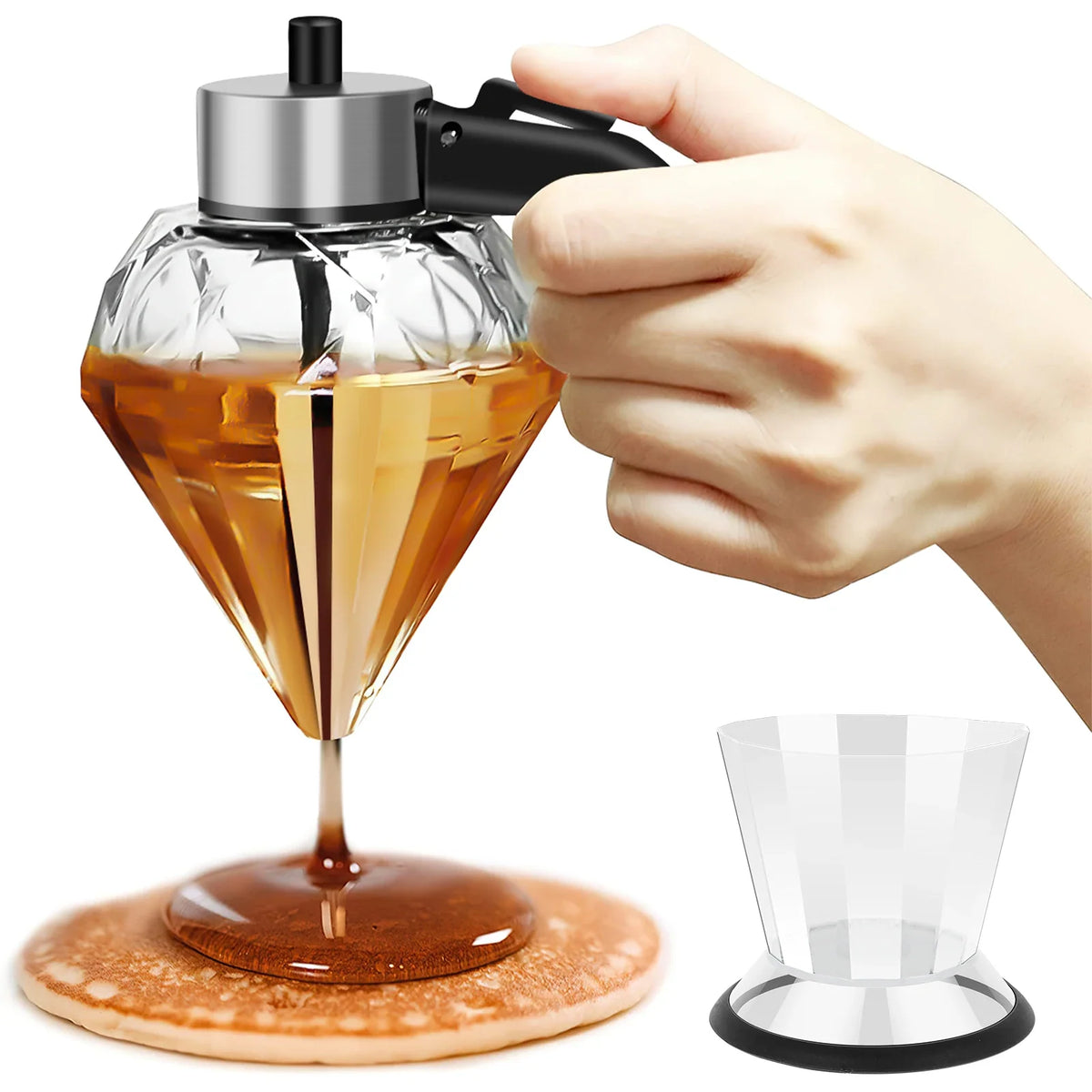 Diamond Glass Honey Dispenser 200ml – Drip-Free Trigger Jar