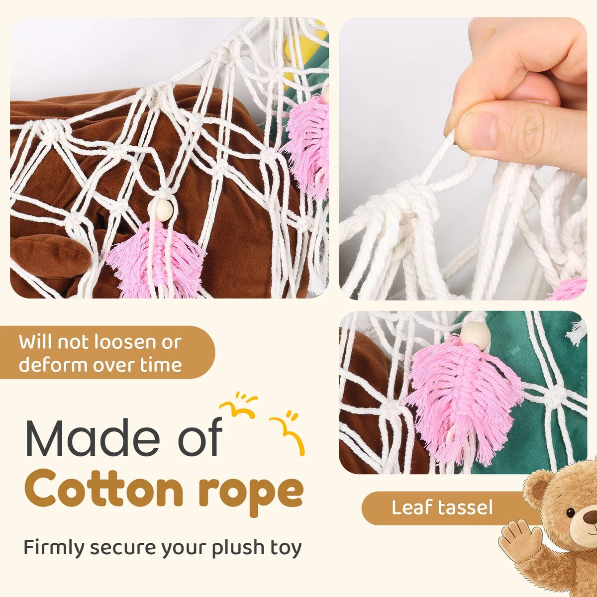 Stuffed Animal Hammock Net – Cotton Rope Toy Organizer