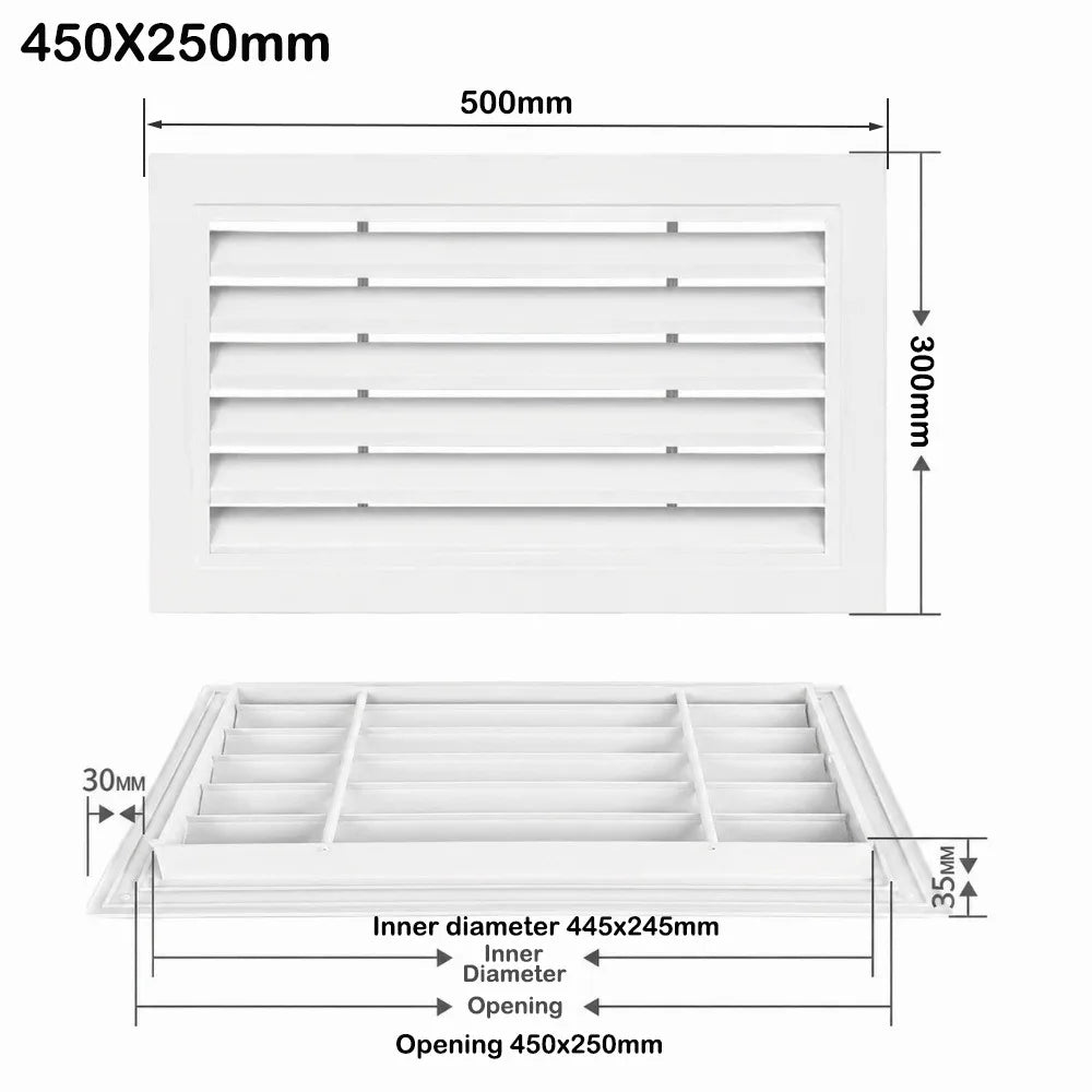 Aluminum Alloy Square Air Vent Grille White Return Vent Cover