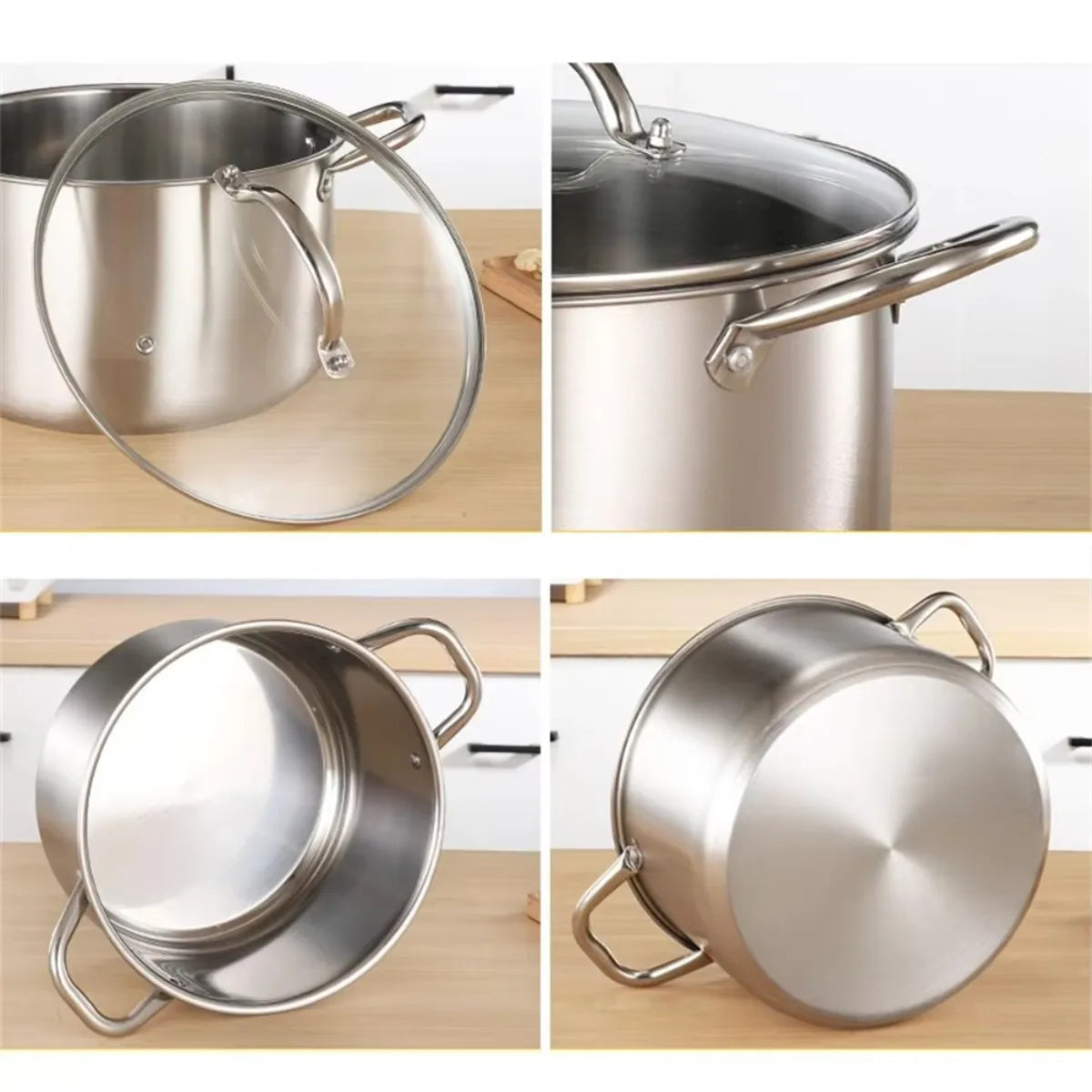 FEB.WIND Hybrid Nonstick Stockpot – Oven-Safe 900°F Glass Lid