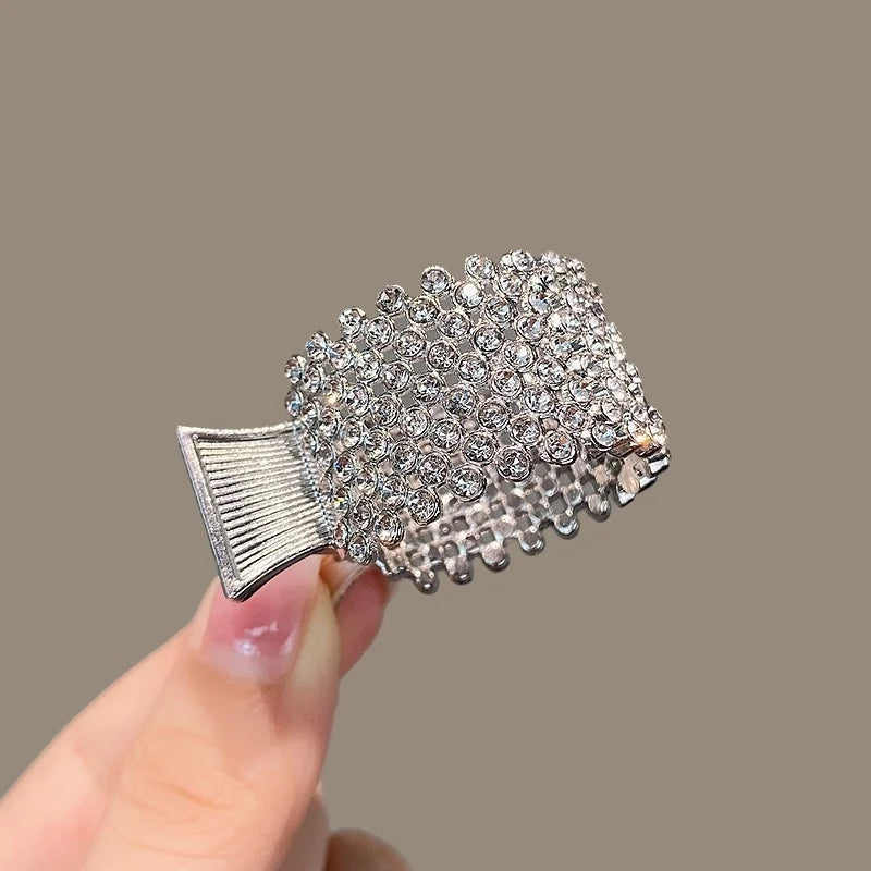 Korean Pearl Crystal Hair Claw Clips – Geometric Style