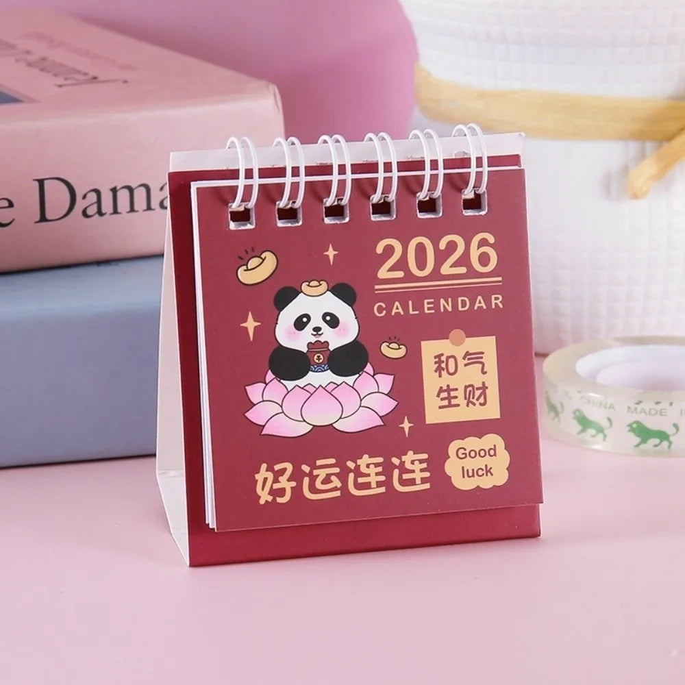 Cute Mini 2026 Desk Calendar Coil Flip Cartoon Daily Planner