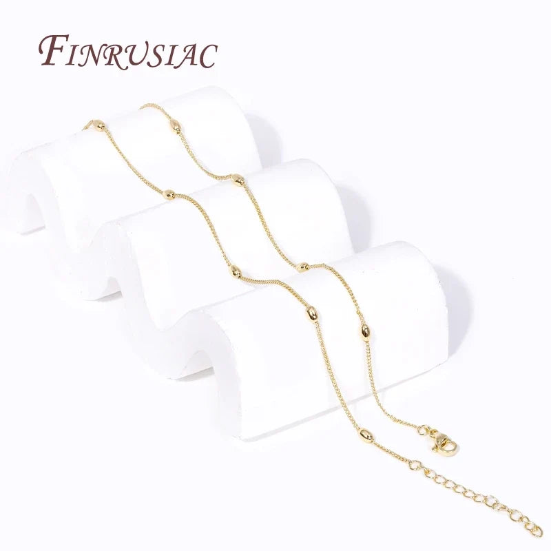 18K Gold Plated Rice Bead Chain Necklace 49CM | DIY Jewelry