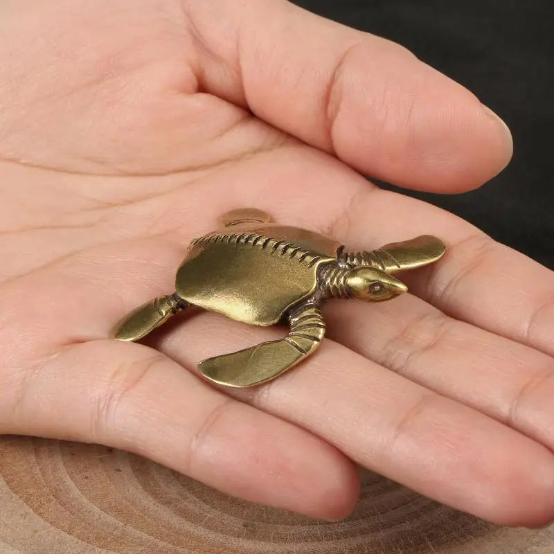 Vintage Brass Turtle Figurine – Tea Pet & Desk Ornament