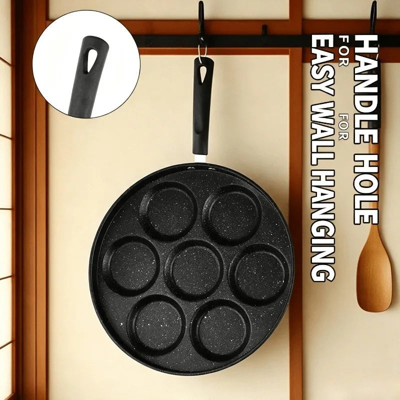 Cast Iron 7-Hole Egg Skillet Set with Tongs – Induction Safe