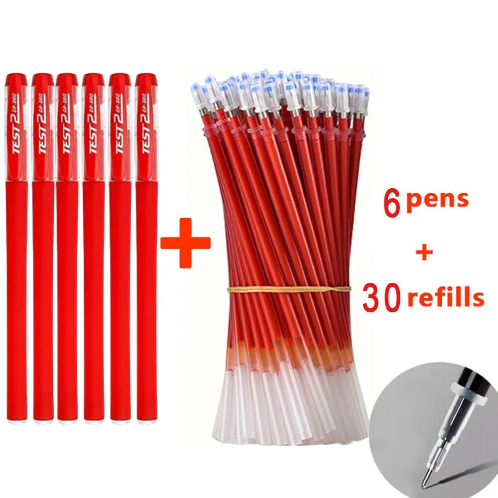 Gel Pens Set 0.5mm Bullet Tip – Black Blue Red Ink | School