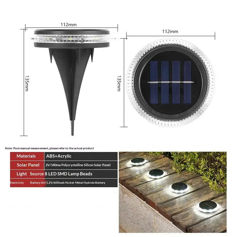 Solar Ground Light 8 LED Warm Waterproof Garden Path Lamp