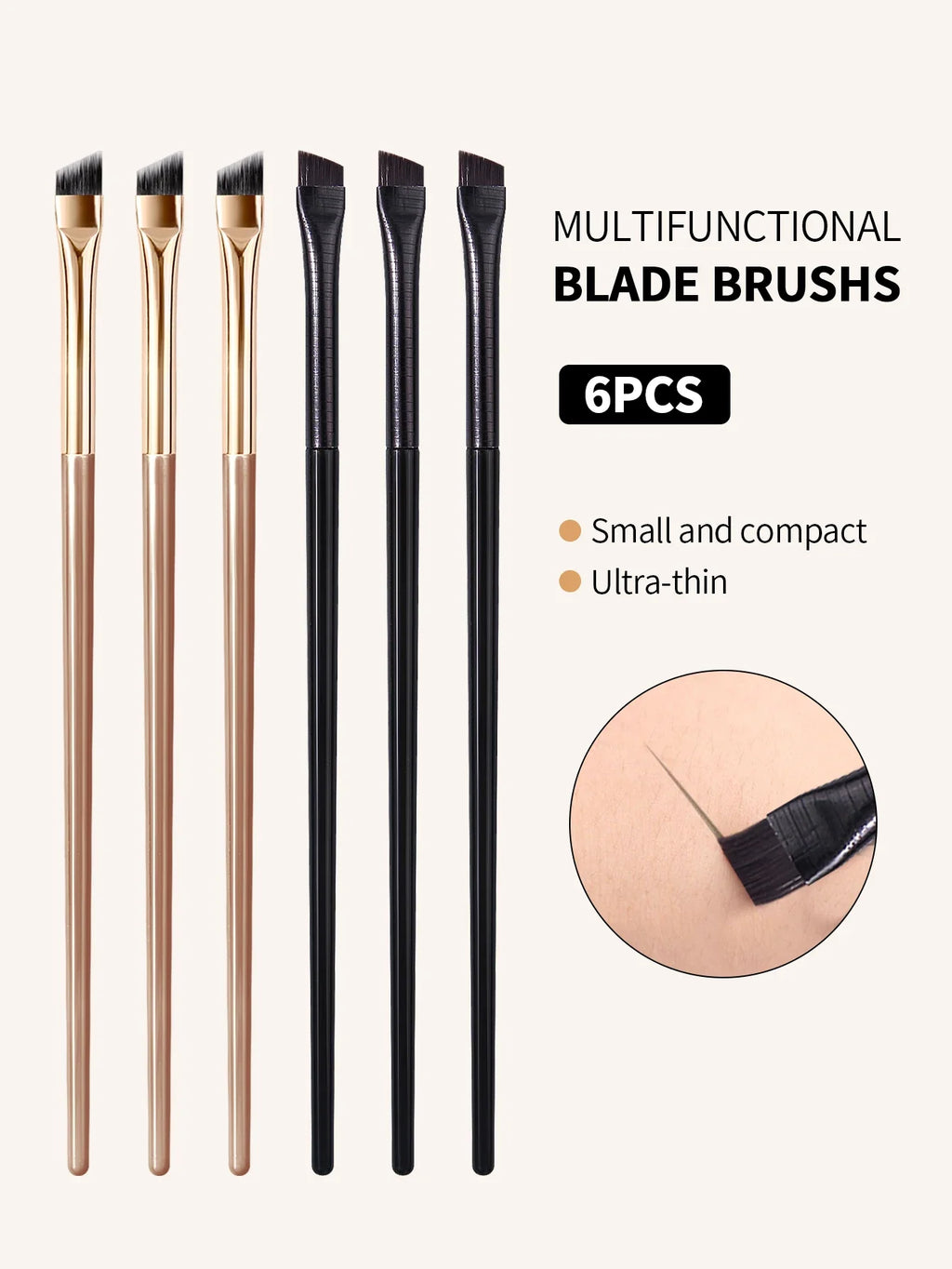 Ultra Thin Blade Eyeliner & Eyebrow Brush Set – 6 Pcs