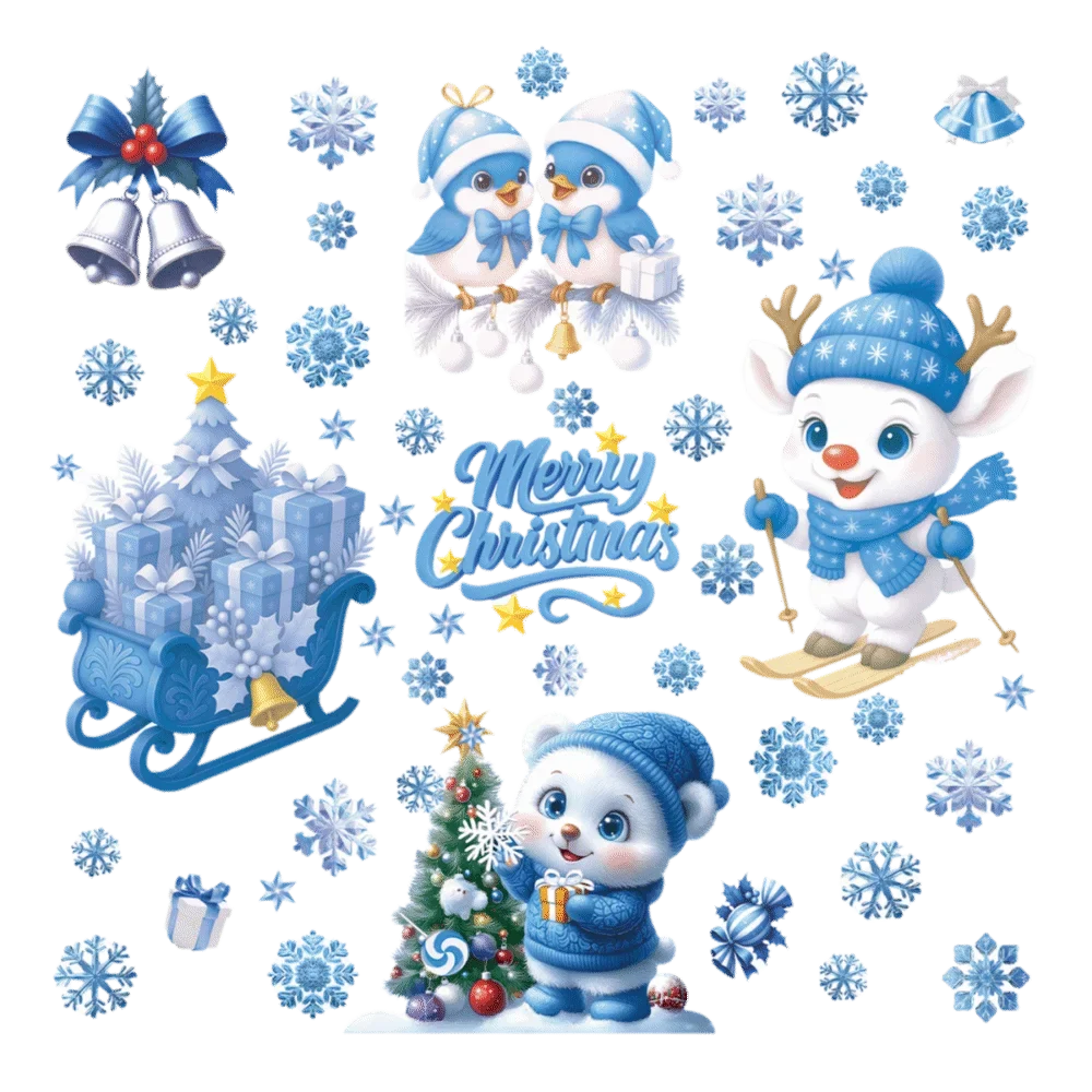 PVC Christmas Window Stickers – Snowman, Snowflake & Santa