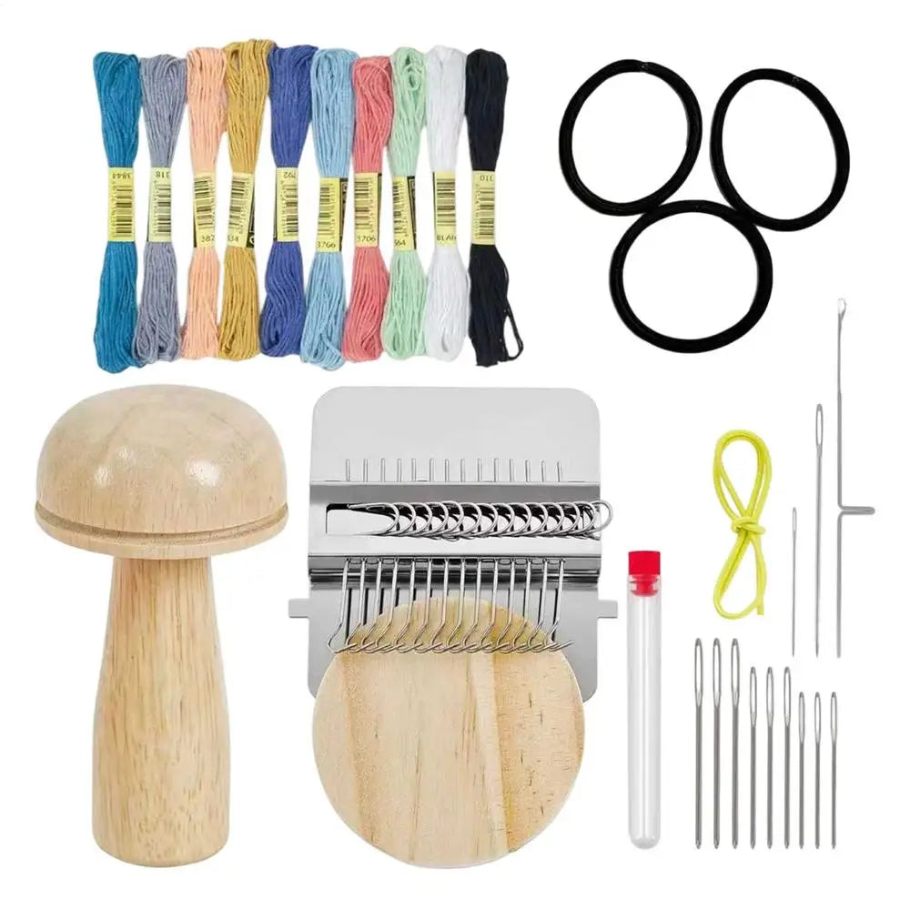 Mushroom Darning Loom Kit – Wood Weaving Fabric Repair Set