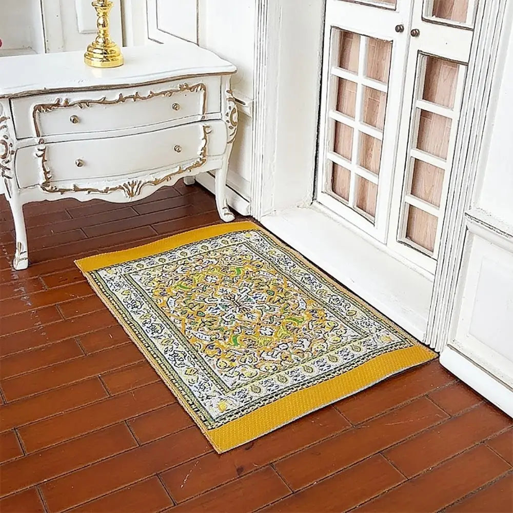1/12 Dollhouse Miniature Floral Carpet – Weaving Mat Floor Cover