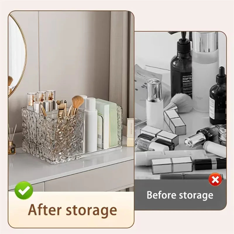 Water Ripple Multi-Grid Desktop Makeup Organizer Storage Box