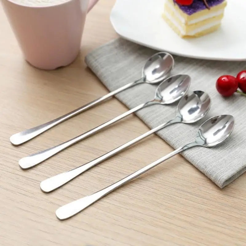 Stainless Steel Long Handle Spoons for Coffee & Ice Cream
