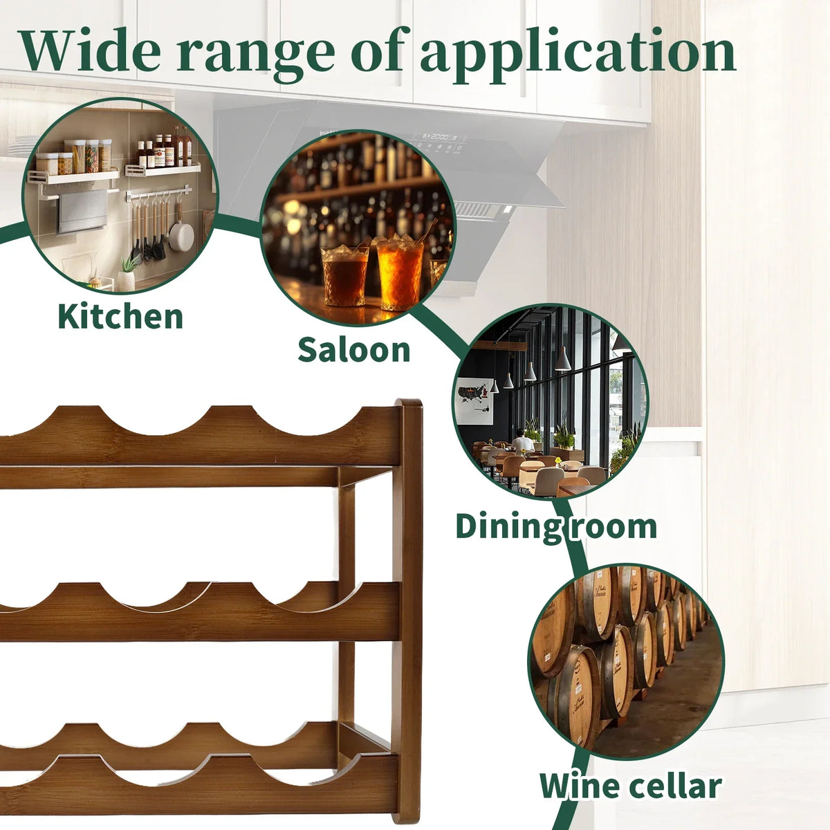 Wooden Wine Rack 2 or 3 Tier Countertop Bottle Holder