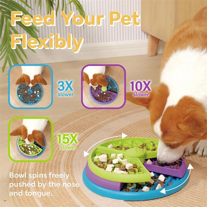 Slow Feeder Puzzle Dog Bowl – 3-Layer Interactive Treat Toy